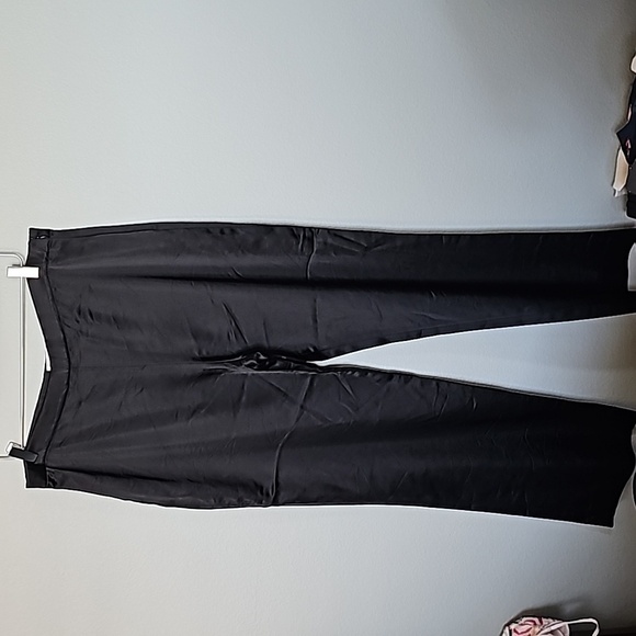 St. John Evening by Marie Gray Demure liquid satin black straight leg pants 16 - Picture 2 of 11